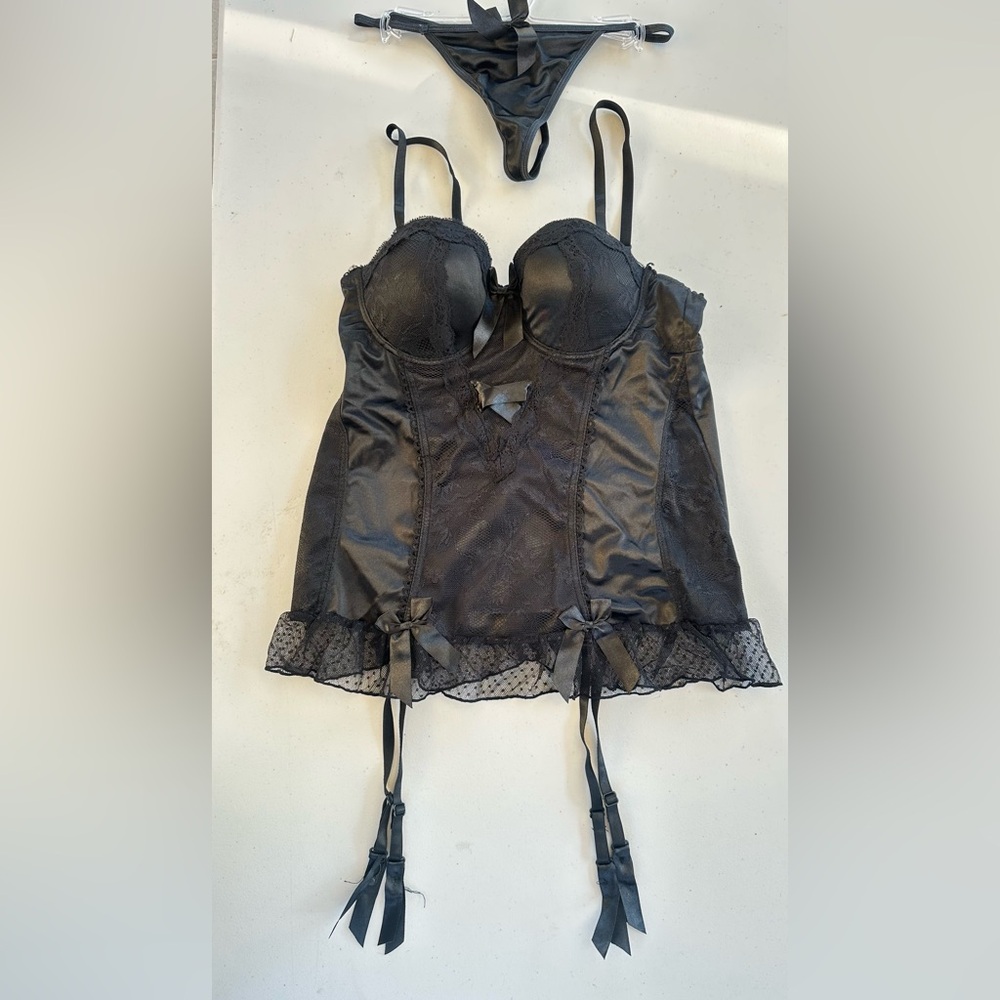 Native Intimates Black Lace Bustier Set